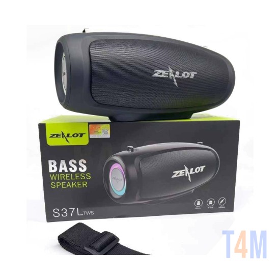 Coluna de Som Sem Fio Zealot S37l 12000mAh 40W Preto